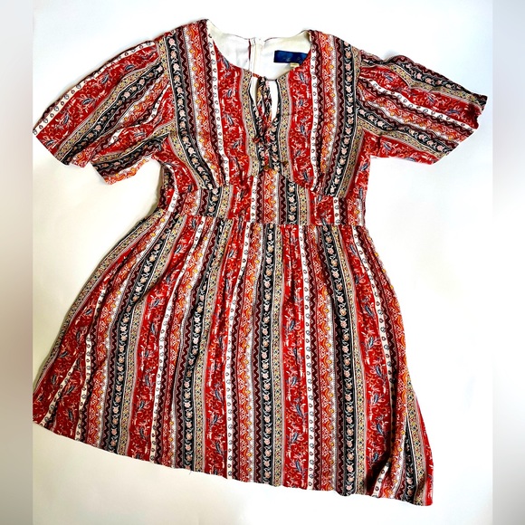 Blue Rain burnt orange pattern dress - Size Medium - lined - Picture 1 of 6